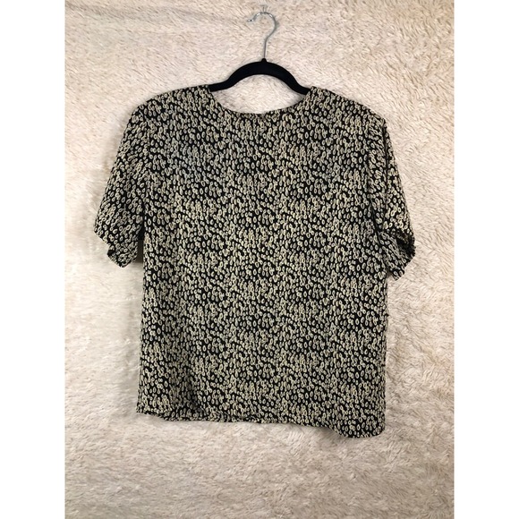 Ship'n Shore Womens Basic Blouse Black‎ Abstract Print Short Sleeve Crew Neck M - Picture 8 of 11